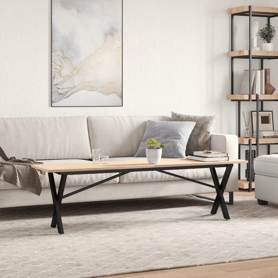 Salontafel X-frame 160x40x45 cm massief grenenhout en gietijzer