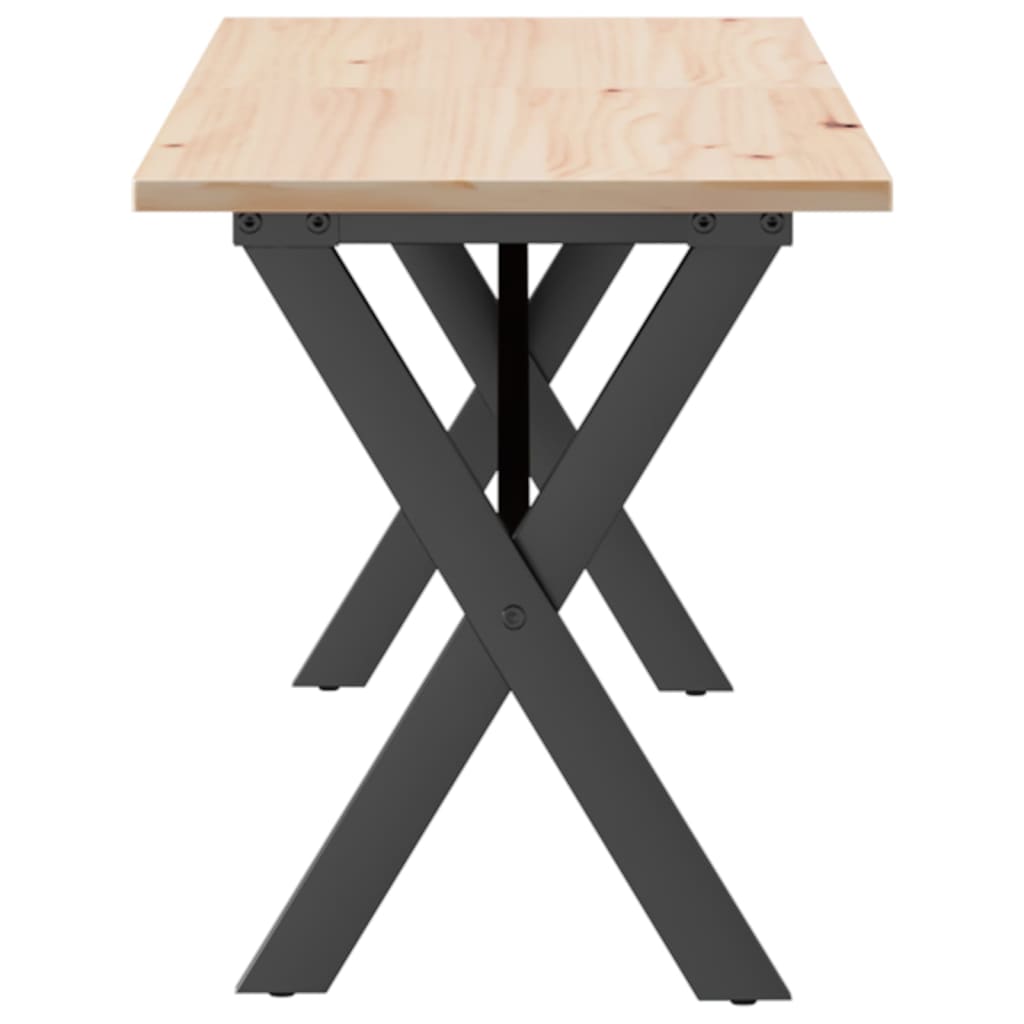 Salontafel X-frame 160x40x45 cm massief grenenhout en gietijzer