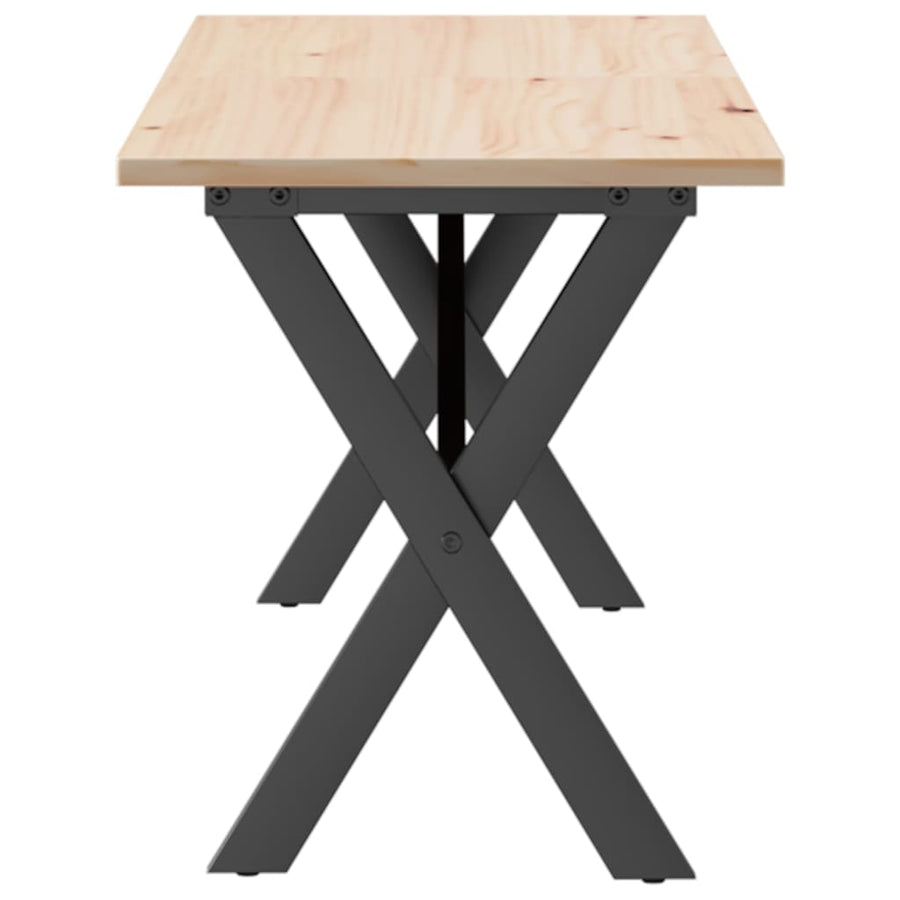 Salontafel X-frame 160x40x45 cm massief grenenhout en gietijzer