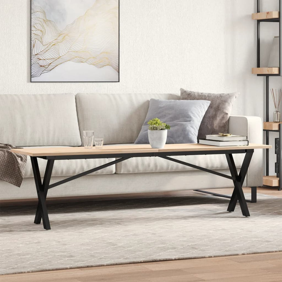 Salontafel X-frame 160x40x45 cm massief grenenhout en gietijzer
