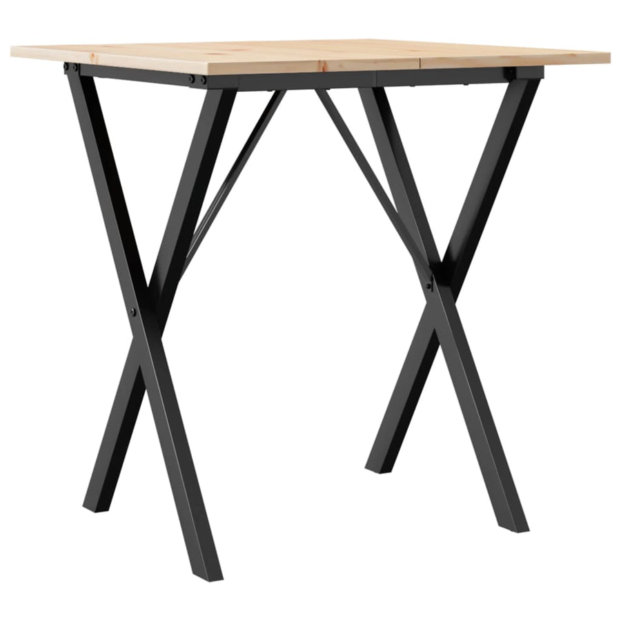 Eettafel X-frame 70x70x75 cm massief grenenhout en staal