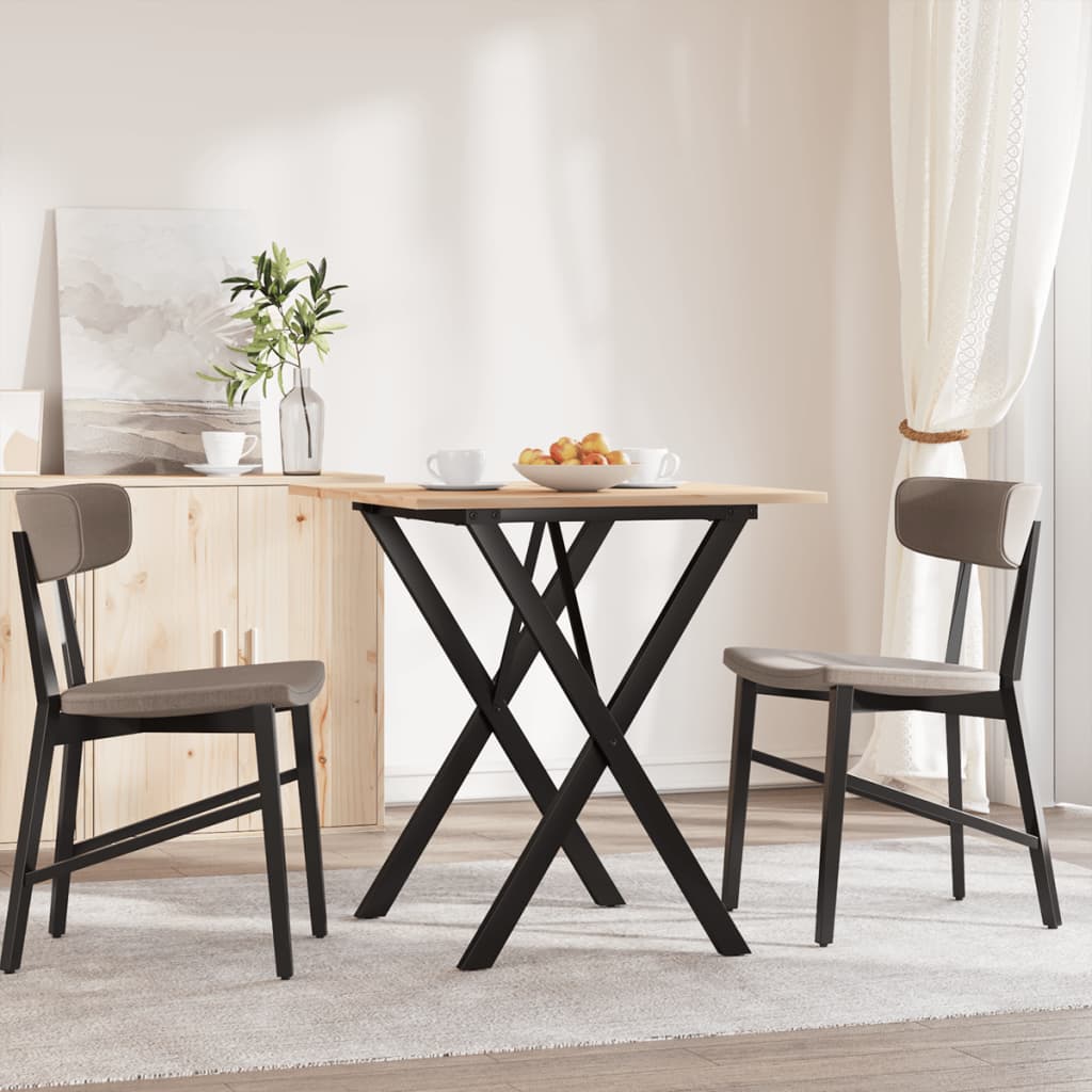 Eettafel X-frame 70x70x75 cm massief grenenhout en staal