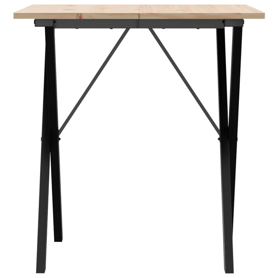 Eettafel X-frame 70x70x75 cm massief grenenhout en staal