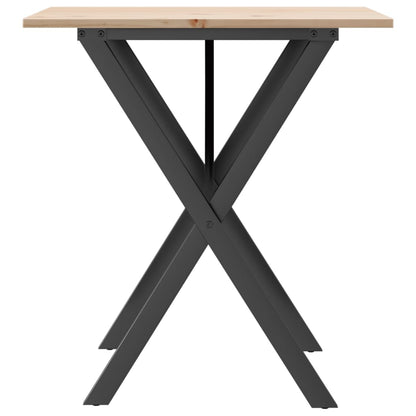 Eettafel X-frame 70x70x75 cm massief grenenhout en staal