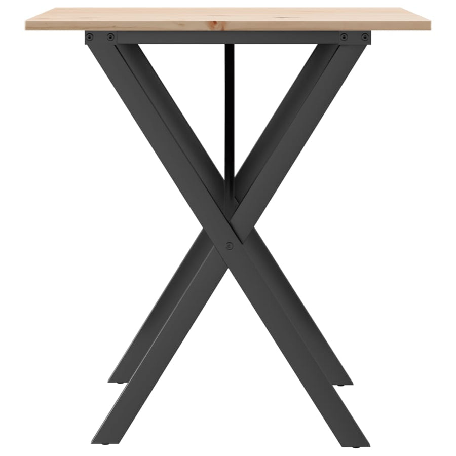 Eettafel X-frame 70x70x75 cm massief grenenhout en staal