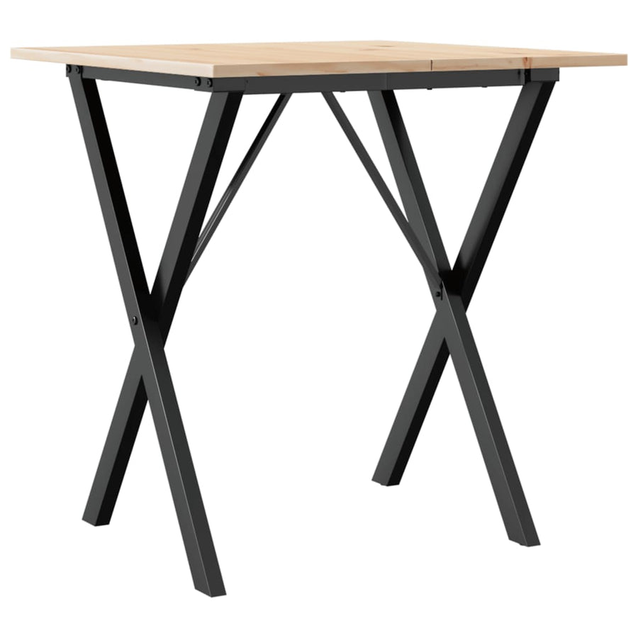 Eettafel X-frame 70x70x75 cm massief grenenhout en staal