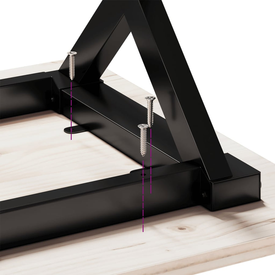Eettafel X-frame 70x70x75 cm massief grenenhout en staal