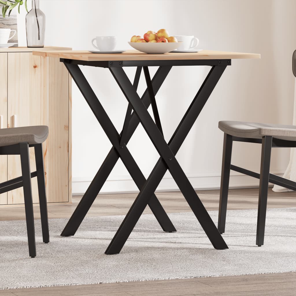 Eettafel X-frame 70x70x75 cm massief grenenhout en staal