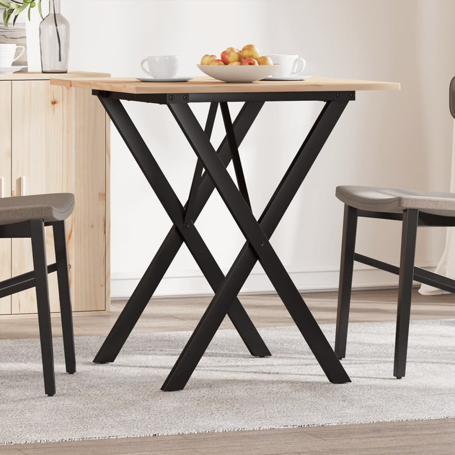 Eettafel X-frame 70x70x75 cm massief grenenhout en staal