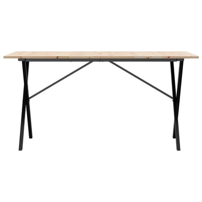 Eettafel X-frame 140x80x75 cm massief grenenhout en gietijzer