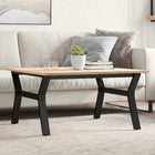 Coffee table Y-frame 90x90x45 cm solid pine wood and steel