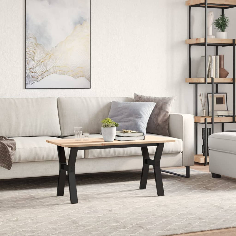 Salontafel Y-frame 100x50x45 cm massief grenenhout en gietijzer
