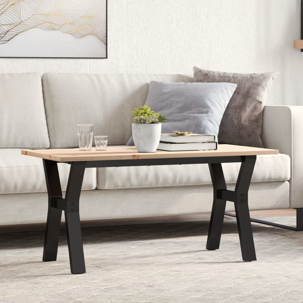 Salontafel Y-frame 100x50x45 cm massief grenenhout en gietijzer