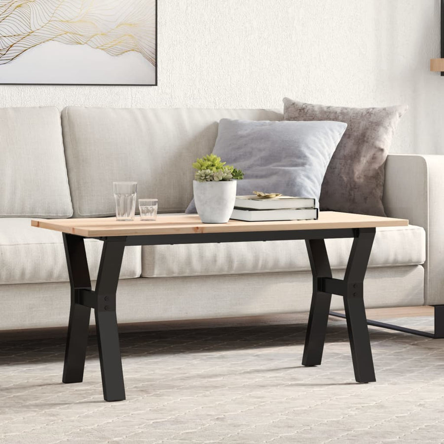 Salontafel Y-frame 100x50x45 cm massief grenenhout en gietijzer