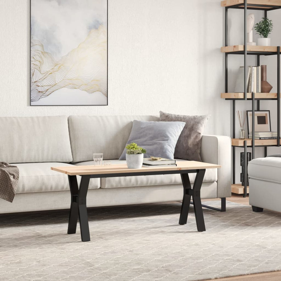 Salontafel Y-frame 110x40x45 cm massief grenenhout en gietijzer