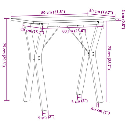 Eettafel Y-frame 80x50x75 cm massief grenenhout en gietijzer