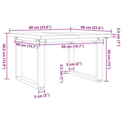 Salontafel O-frame 60x60x40,5 cm grenenhout en staal