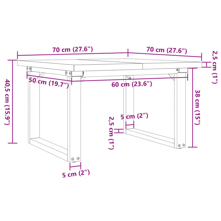 Salontafel 70X70X40,5 Cm Grenenhout En Gietijzer 1 70 x 70 x 40.5 cm O-frame