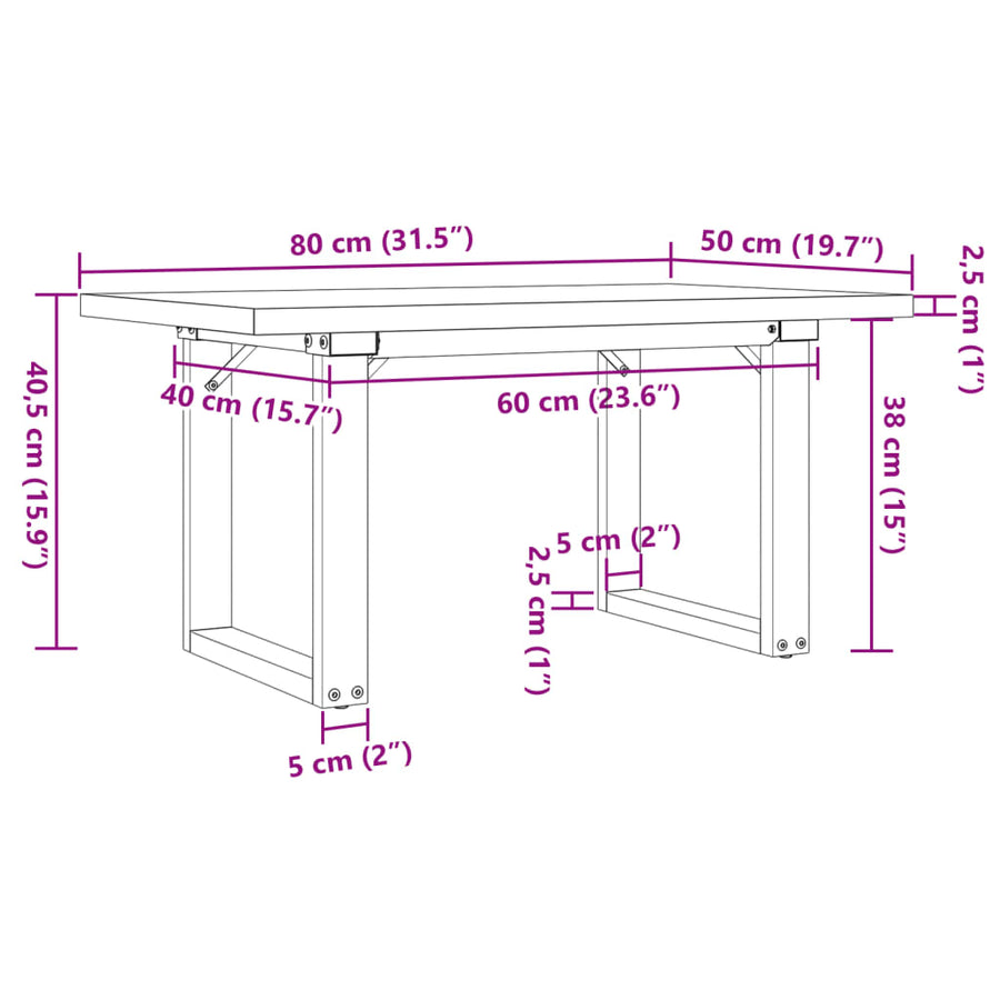Salontafel O-frame 80x50x40,5 cm grenenhout en gietijzer