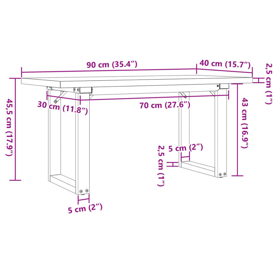 Salontafel O-frame 90x40x45,5 cm grenenhout en gietijzer