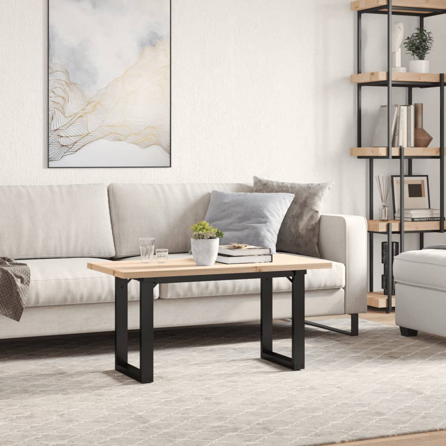 Salontafel O-frame 100x50x45,5 cm grenenhout en gietijzer