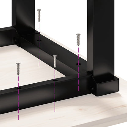 Eettafel O-frame 60x60x75,5 cm massief grenenhout en staal