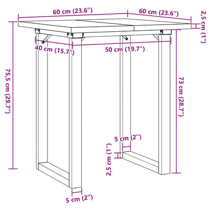 Eettafel O-frame 60x60x75,5 cm massief grenenhout en staal