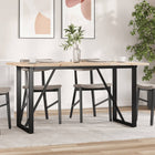 Dining table O-frame 160x80x75.5 cm solid pine wood and steel