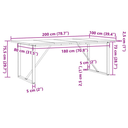 Eettafel 200X100X75,5 Cm Grenenhout En Staal 1