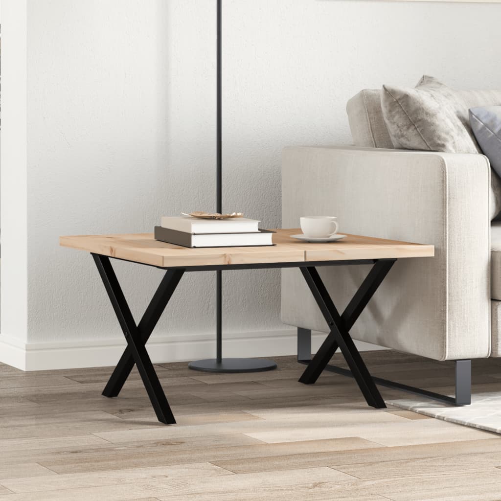 Salontafel X-frame 60x60x40,5 cm grenenhout en staal