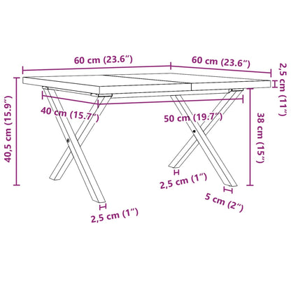 Salontafel X-frame 60x60x40,5 cm grenenhout en staal