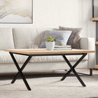 Coffee table X-frame 80x80x45.5 cm pine wood and steel