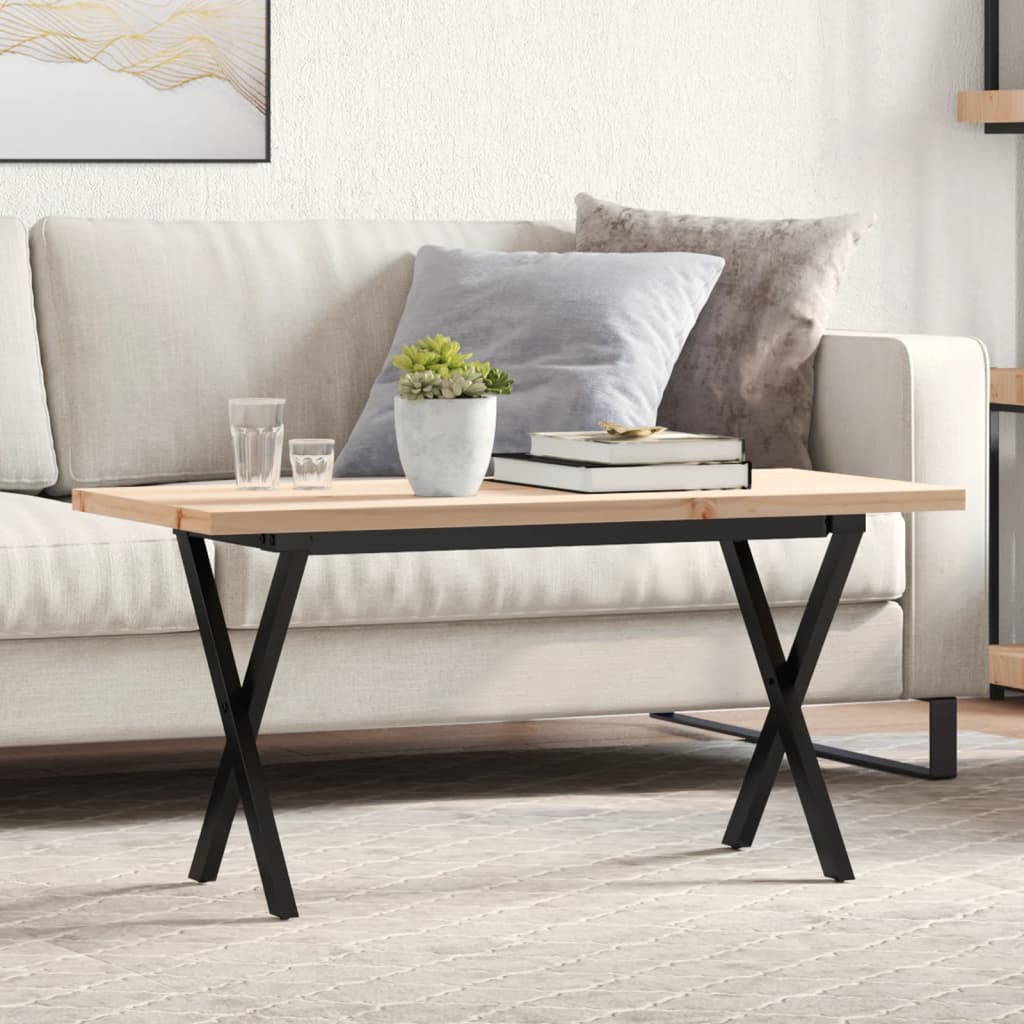Salontafel X-frame 90x40x45,5 cm grenenhout en gietijzer