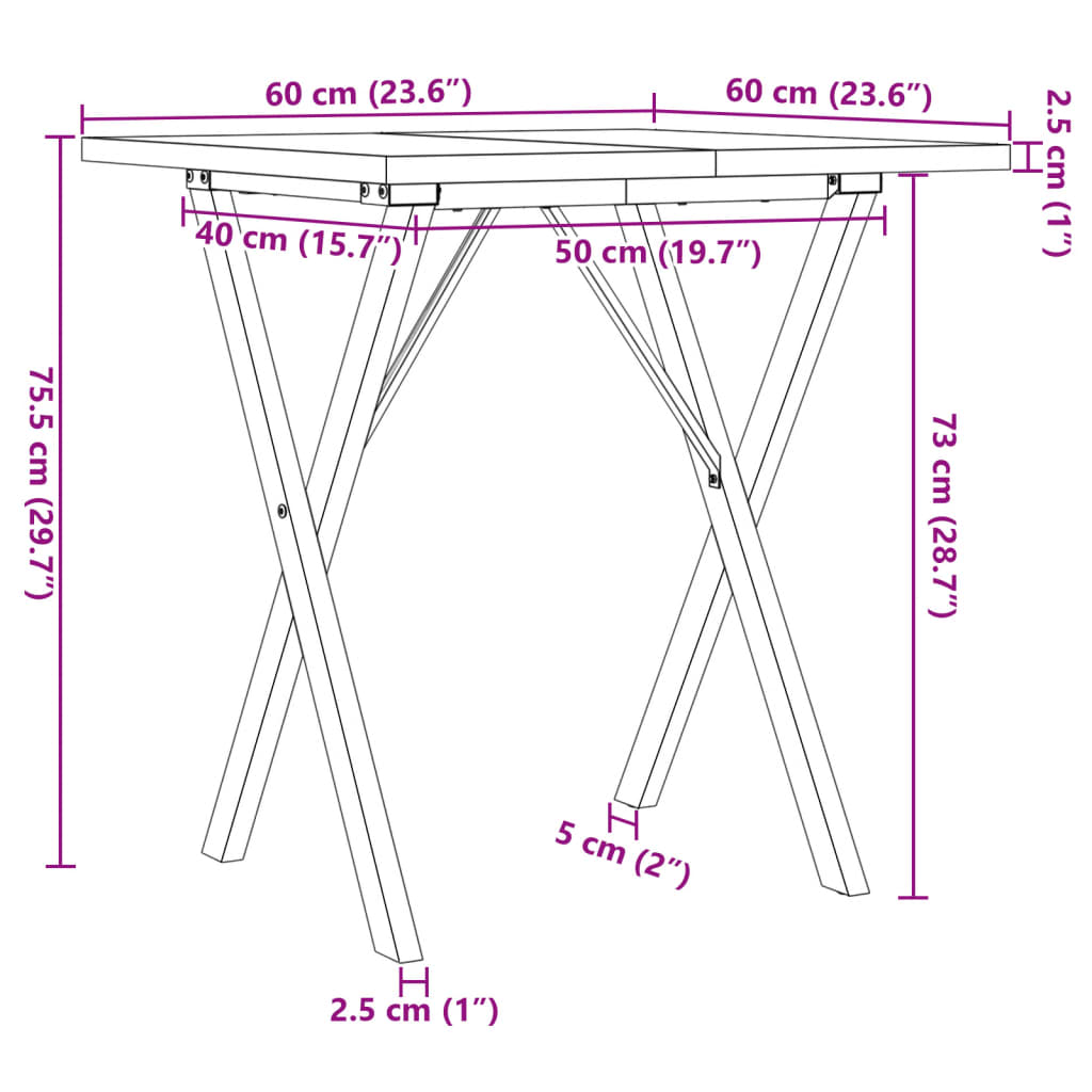 Eettafel 60X60X75,5 Cm Massief Grenenhout En Staal 1