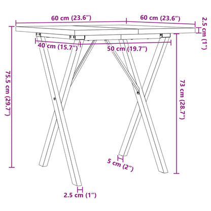 Eettafel 60X60X75,5 Cm Massief Grenenhout En Staal 1