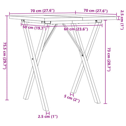Eettafel X-frame 70x70x75,5 cm massief grenenhout en gietijzer