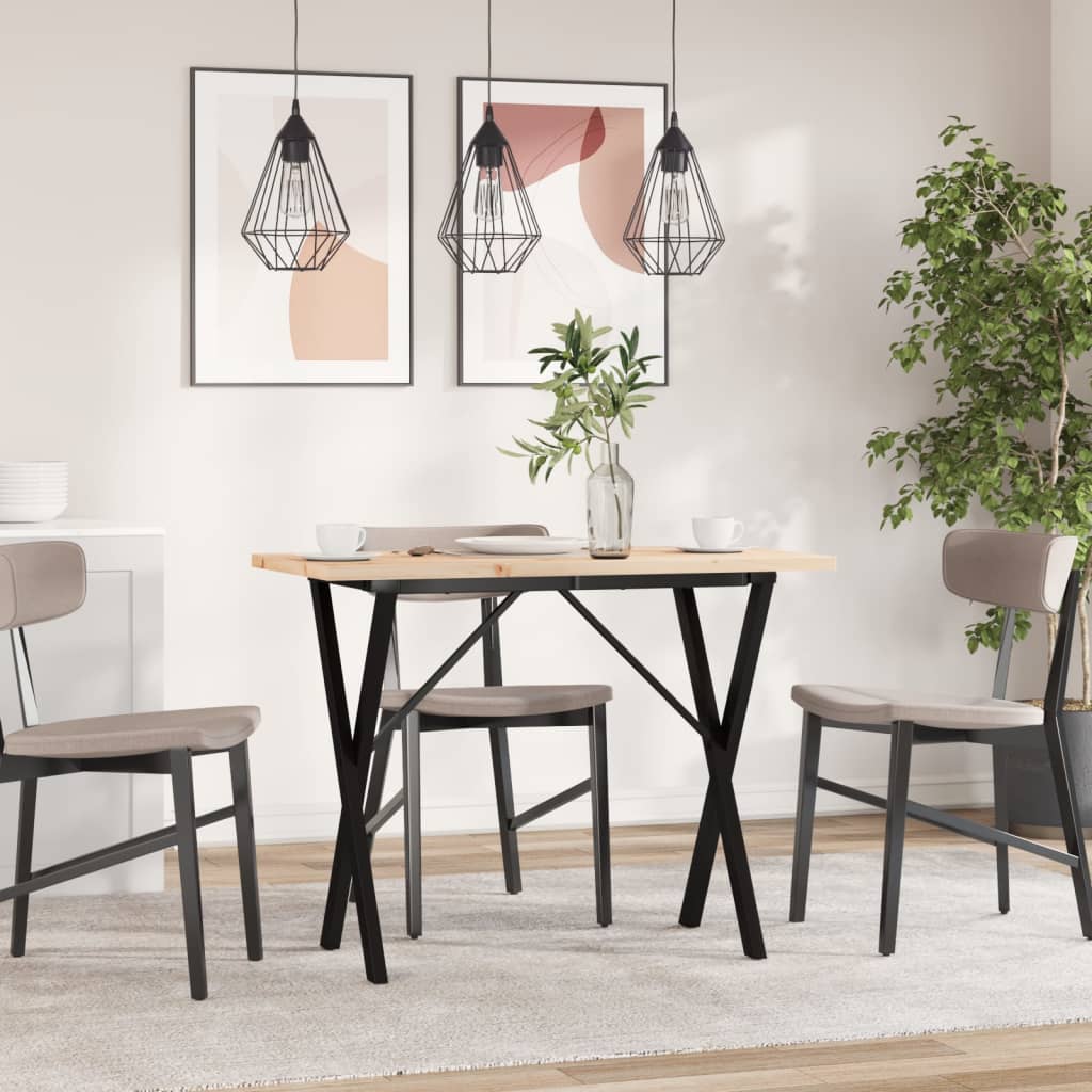Eettafel 100X50X75,5 Cm Massief Grenenhout En Staal 1