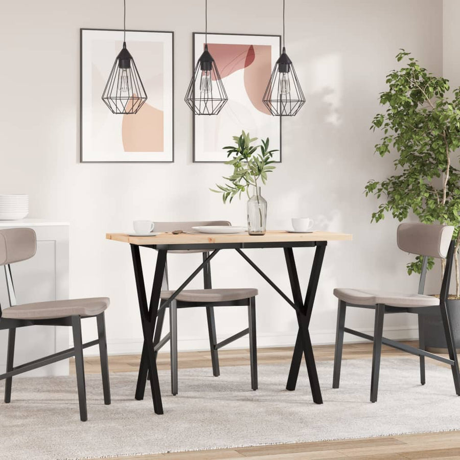 Eettafel 100X50X75,5 Cm Massief Grenenhout En Staal 1