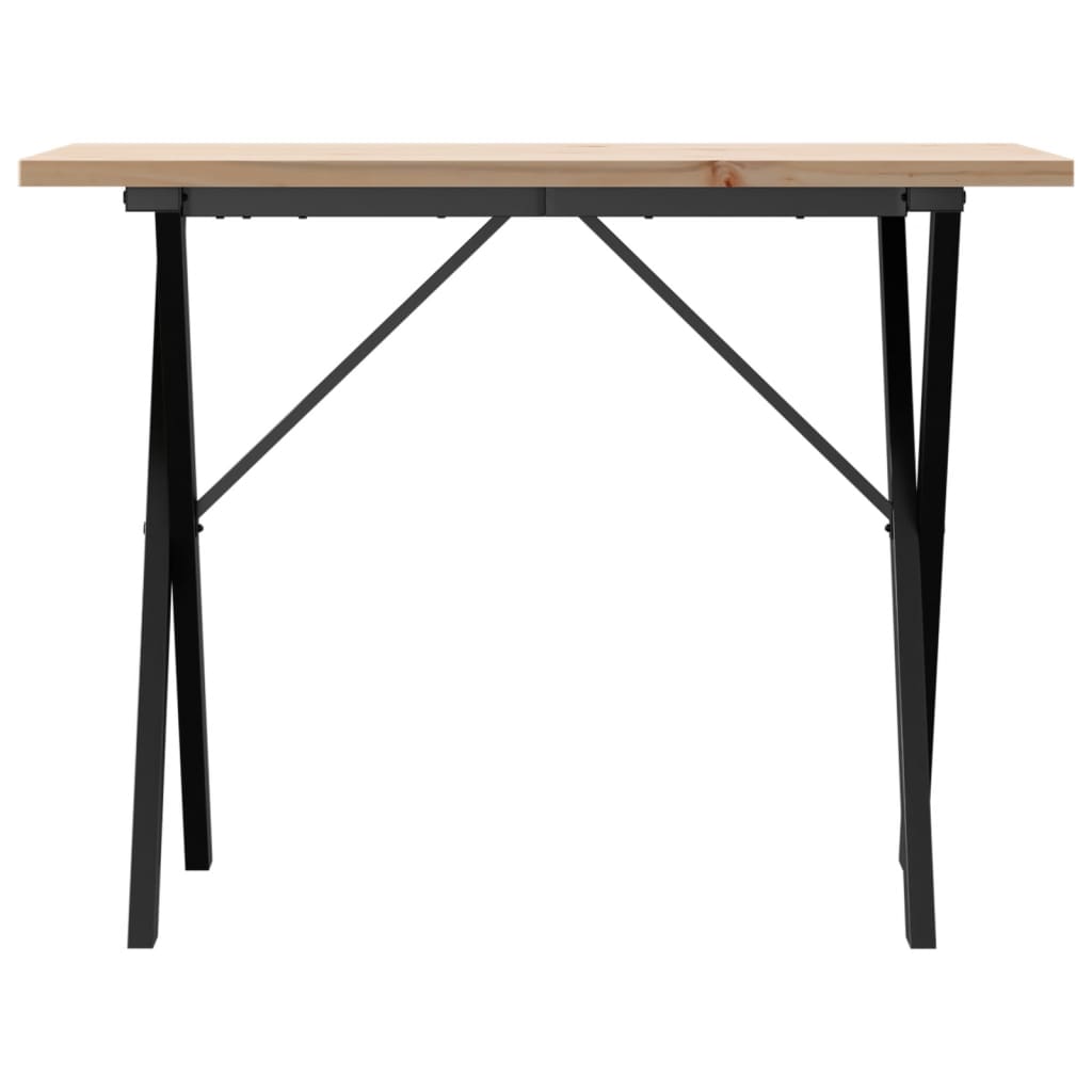 Eettafel 100X50X75,5 Cm Massief Grenenhout En Staal 1