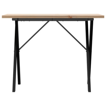 Eettafel 100X50X75,5 Cm Massief Grenenhout En Staal 1