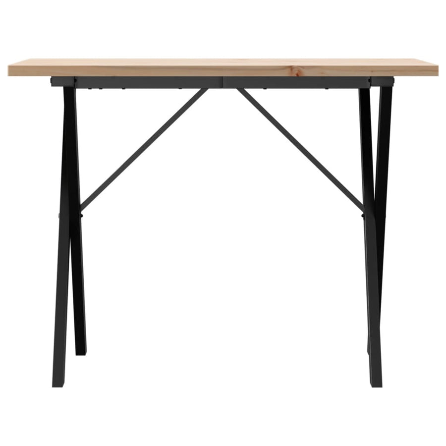 Eettafel 100X50X75,5 Cm Massief Grenenhout En Staal 1