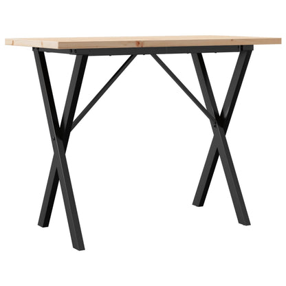 Eettafel 100X50X75,5 Cm Massief Grenenhout En Staal 1