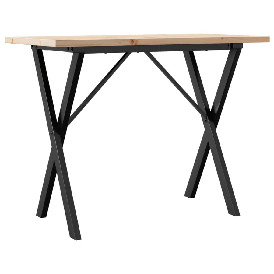 Eettafel 100X50X75,5 Cm Massief Grenenhout En Staal 1