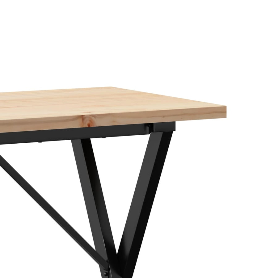 Eettafel 100X50X75,5 Cm Massief Grenenhout En Staal 1