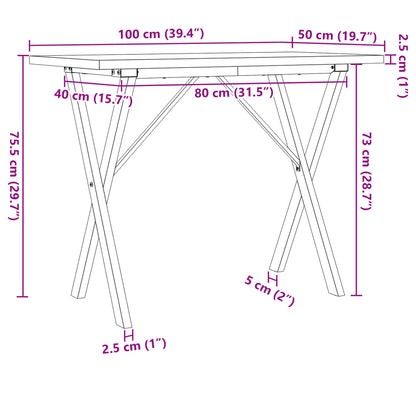 Eettafel 100X50X75,5 Cm Massief Grenenhout En Staal 1