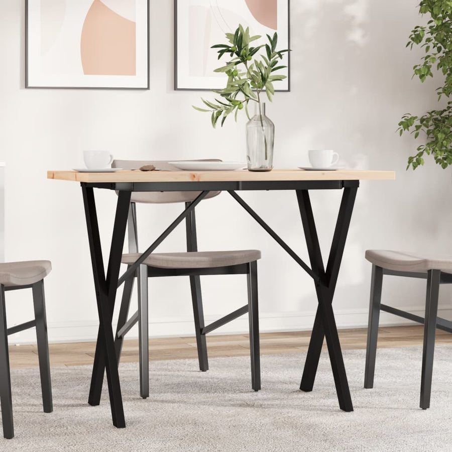 Eettafel 100X50X75,5 Cm Massief Grenenhout En Staal 1