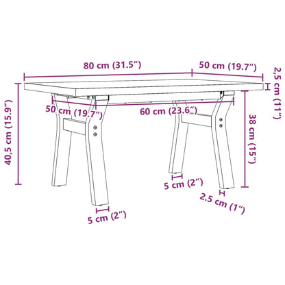 Salontafel Y-frame 80x50x40,5 cm grenenhout en gietijzer