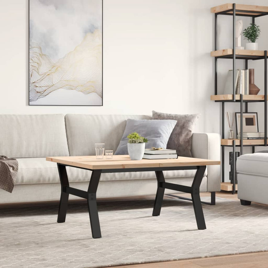 Salontafel Y-frame 90x90x45,5 cm grenenhout en gietijzer