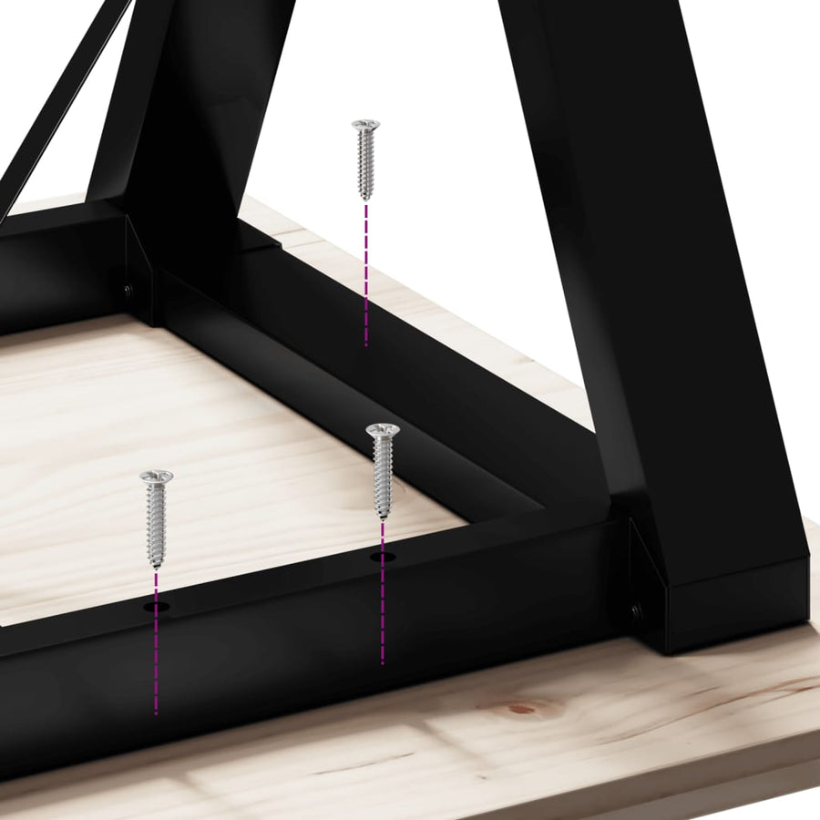 Salontafel Y-frame 90x90x45,5 cm grenenhout en gietijzer