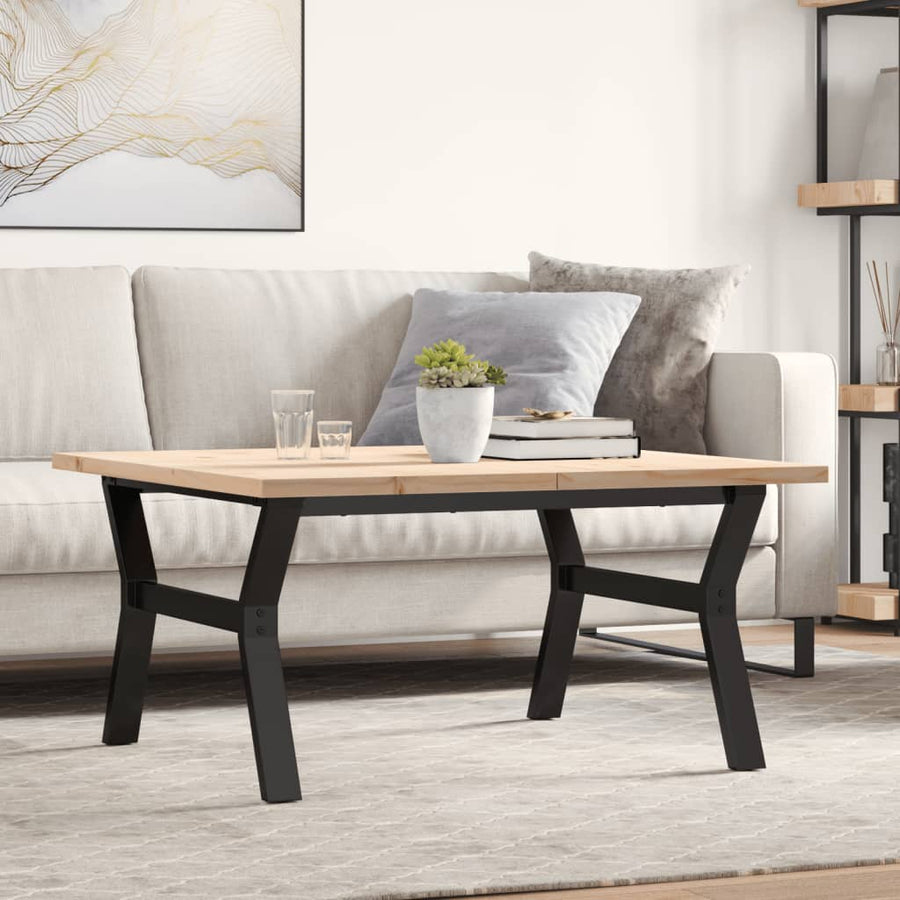 Salontafel Y-frame 90x90x45,5 cm grenenhout en gietijzer